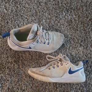 Nike Cream and Blue Athletic Shoes